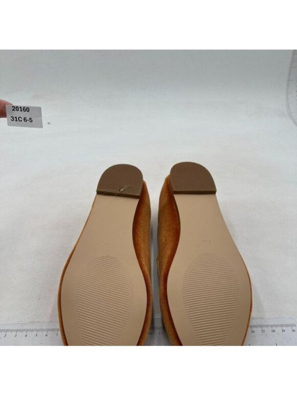 Women's Velvet Mary Jane Flats in Mustard - Picture 7 of 8
